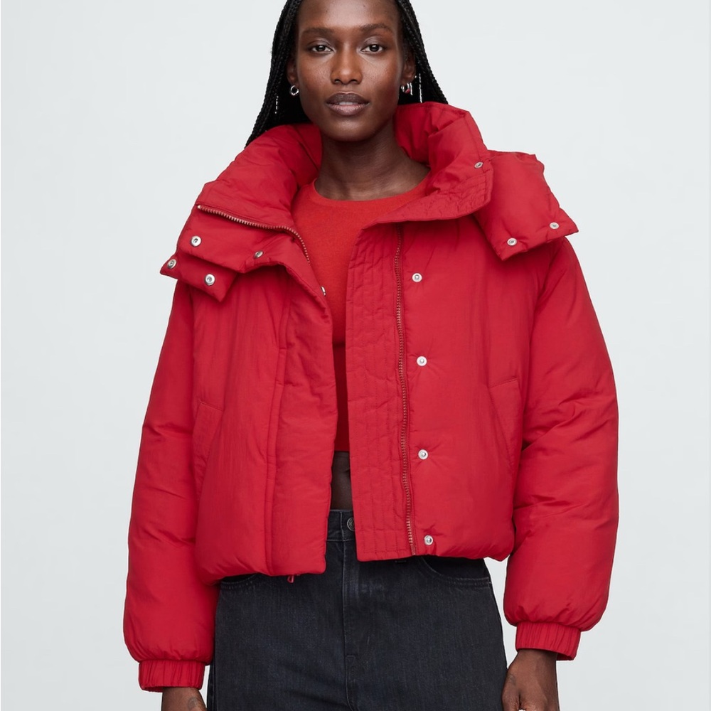 Cropped Duvet Wrap Puffer Jacket